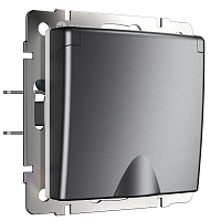 Розетка с заземлением без рамки Werkel 1-м. крышка шторки IP44 графит матовый картинка